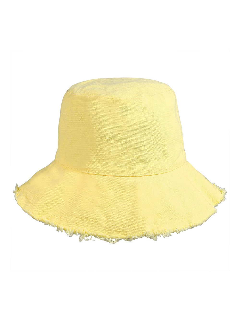 Sun Hats for Women Summer Casual Wide Brim Cotton Bucket Hat | Yellow | Size OS